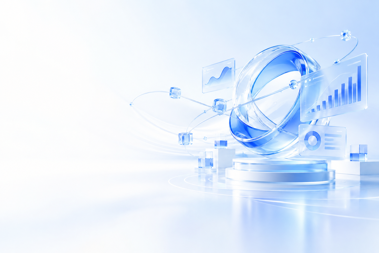 Abstract blue glass commerce and data forms